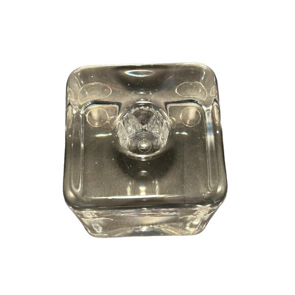 Kosta Boda *WARFF* Signed Swedish Art Glass Ice Block HEAVY Candle Holder 3"x3" - Picture 2 of 13